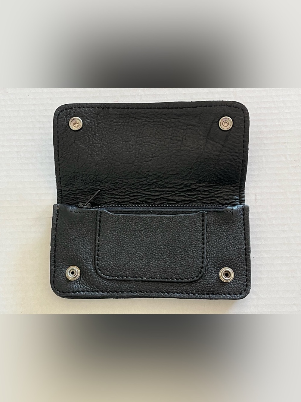 Unisex Black Leather Wallet. 7.5” x 3.5”